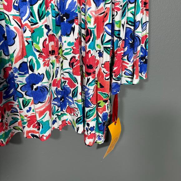 Ruby Rd. NWT Boho Red & Blue Floral Embroidered Trim Top - 2X - Womens Plus Size - Picture 3 of 6